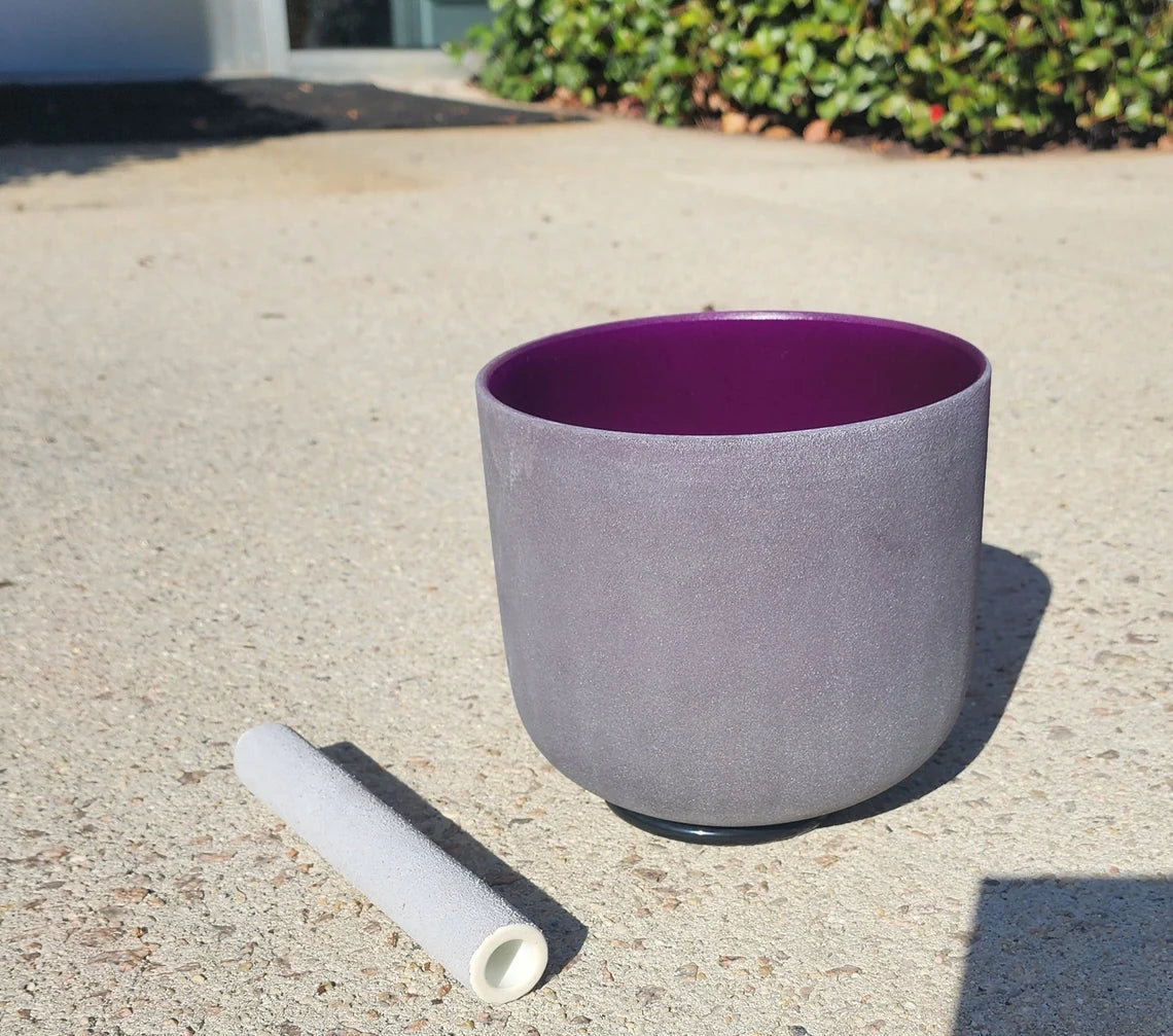 432Hz B Note Crown Chakra Purple Crystal Singing Bowl with Striker and O-ring - Thecosmicaccess