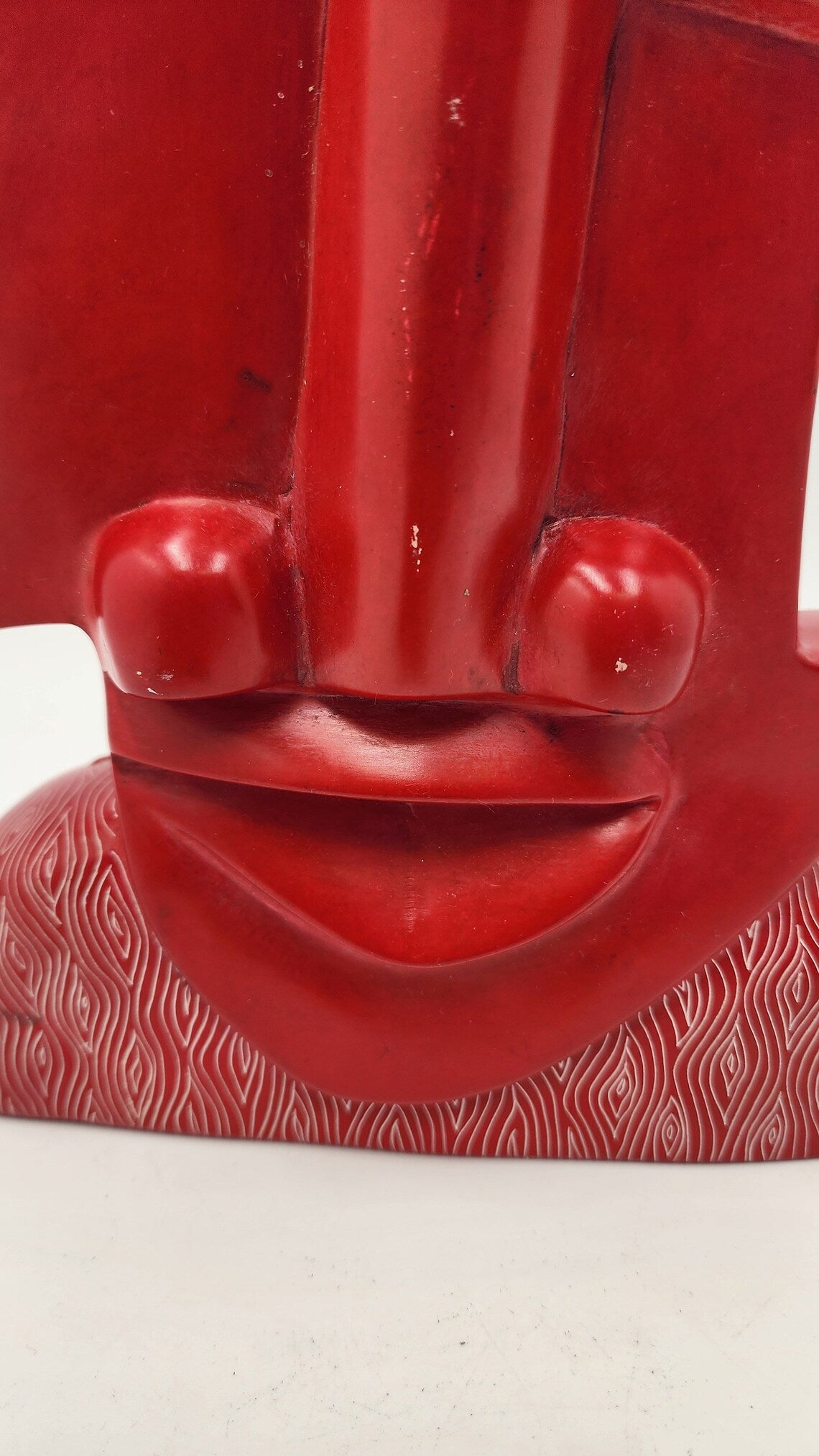 Vintage Rare African Africa Shona Red Soapstone Abstract Battling Face Sculpture - Thecosmicaccess