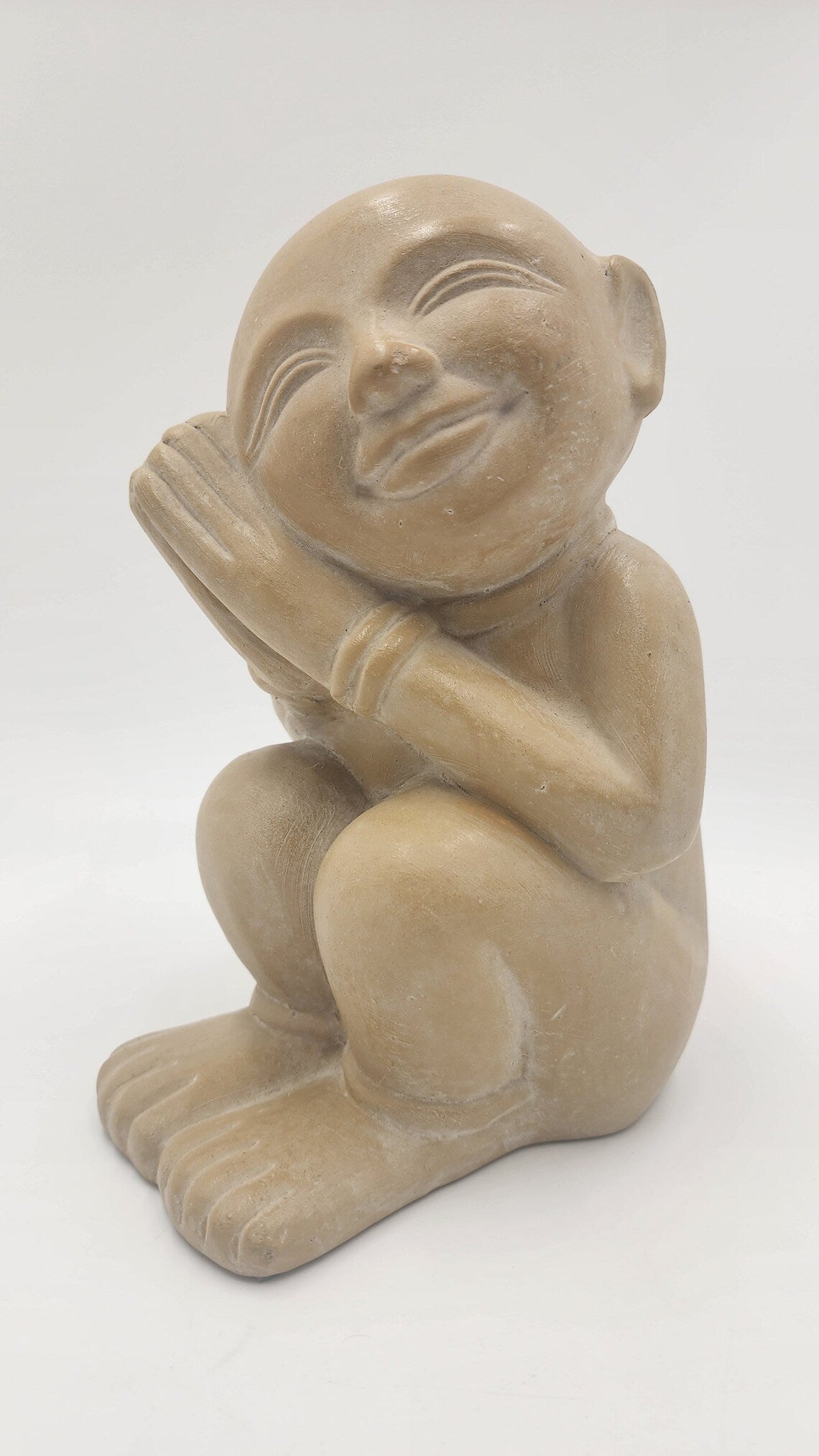 Rare Antique Dreaming Child Sandstone African Africa Sculpture from Zimbabwe: Capturing Innocence and Serenity - Thecosmicaccess