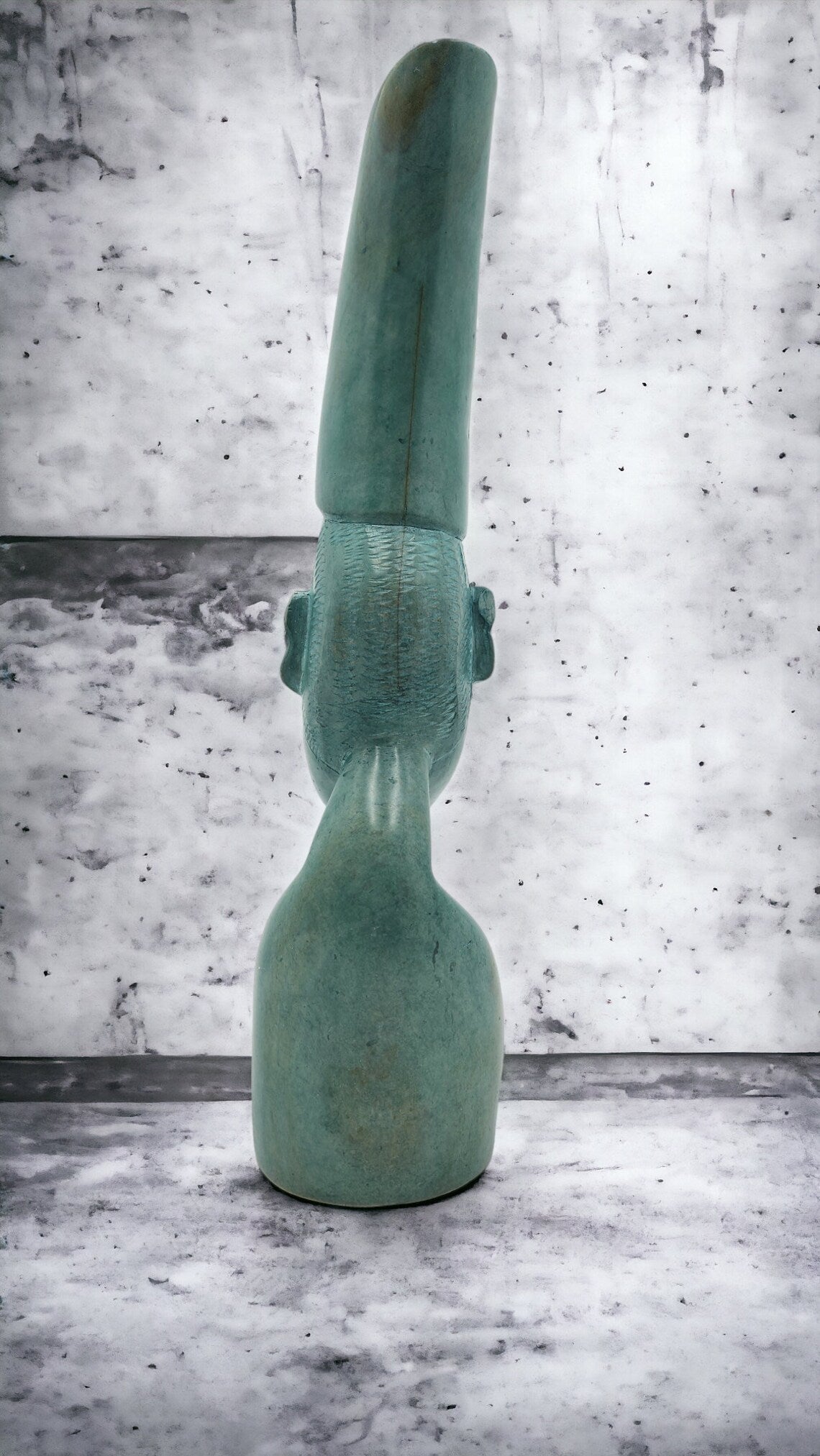 Rare Vintage African Antique Ancestral Heritage King Sculpture Thoughtful Smoking Pipe Green Soap Stone - Thecosmicaccess