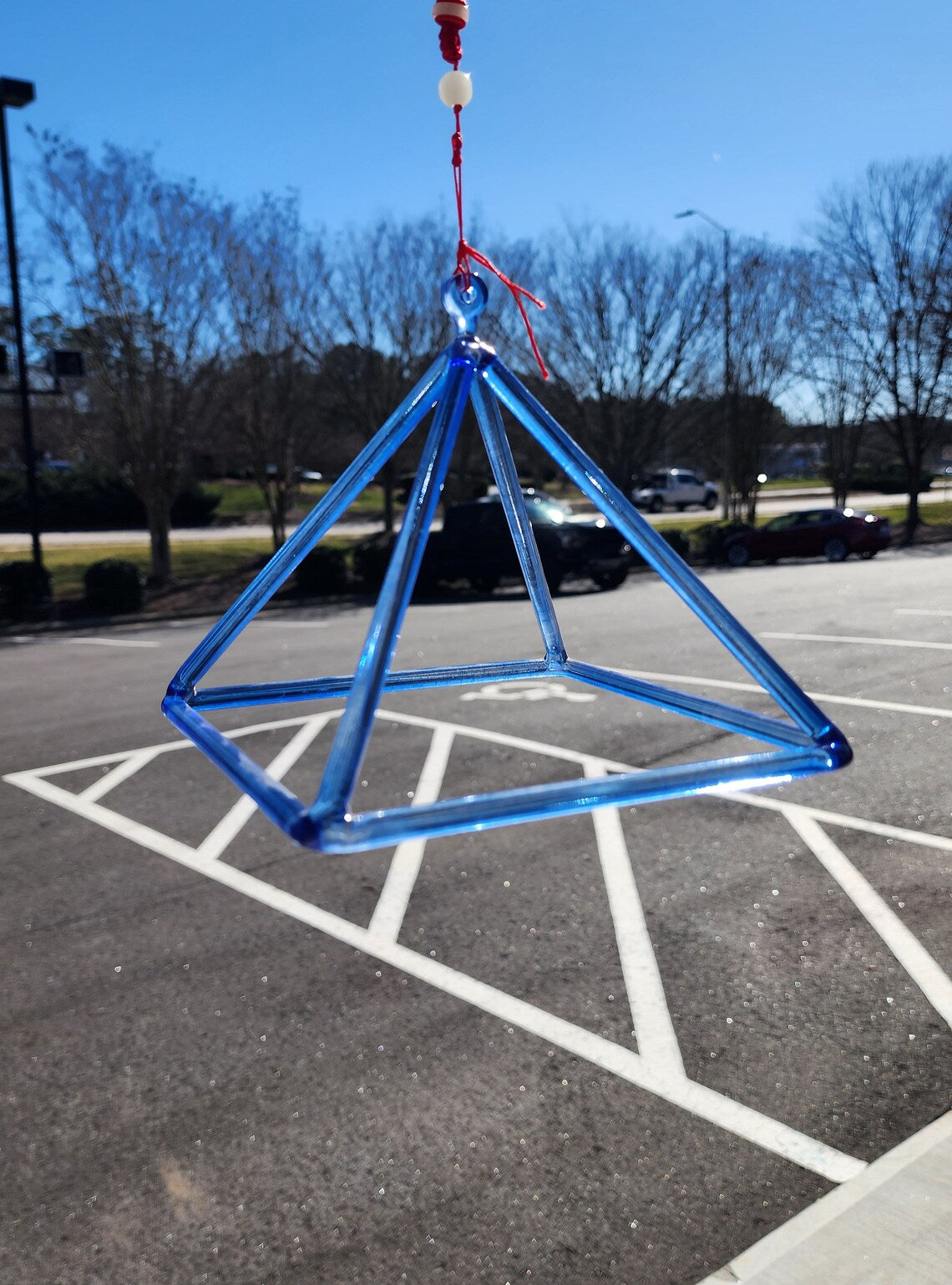 7 inch Sky Blue Crystal Singing Pyramid with Padded Secure Case and Special Blue Crystal Striker - Harmony in Blue - Thecosmicaccess