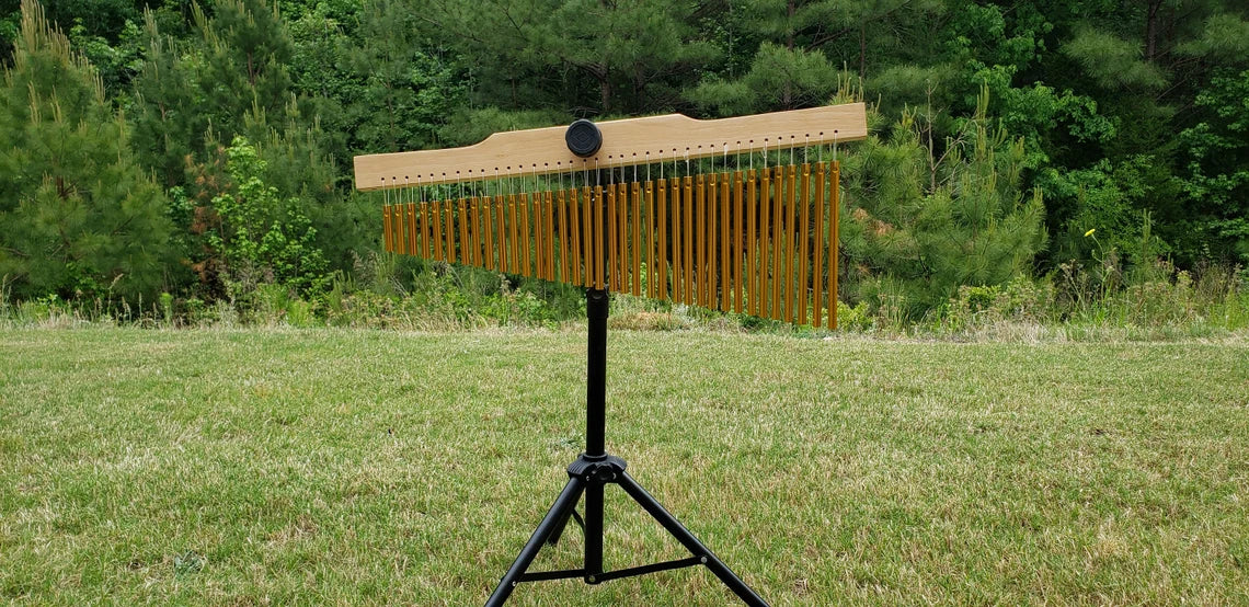 Elegant Gold Bar Single Row Music Chime Percussion with Mounting Stand - 36 Notes of Musical Bliss - Thecosmicaccess