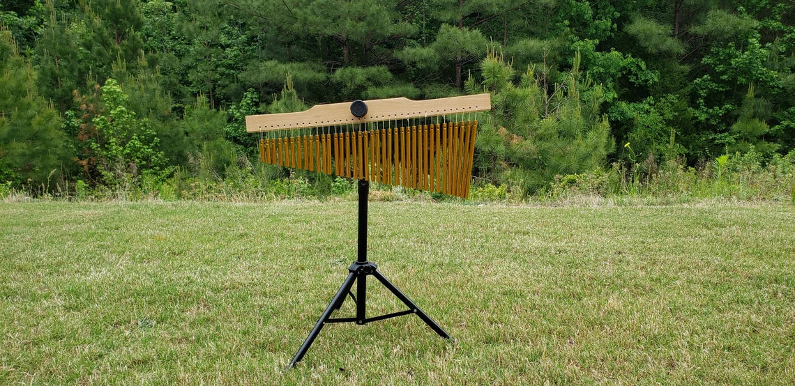 Elegant Gold Bar Single Row Music Chime Percussion with Mounting Stand - 36 Notes of Musical Bliss - Thecosmicaccess