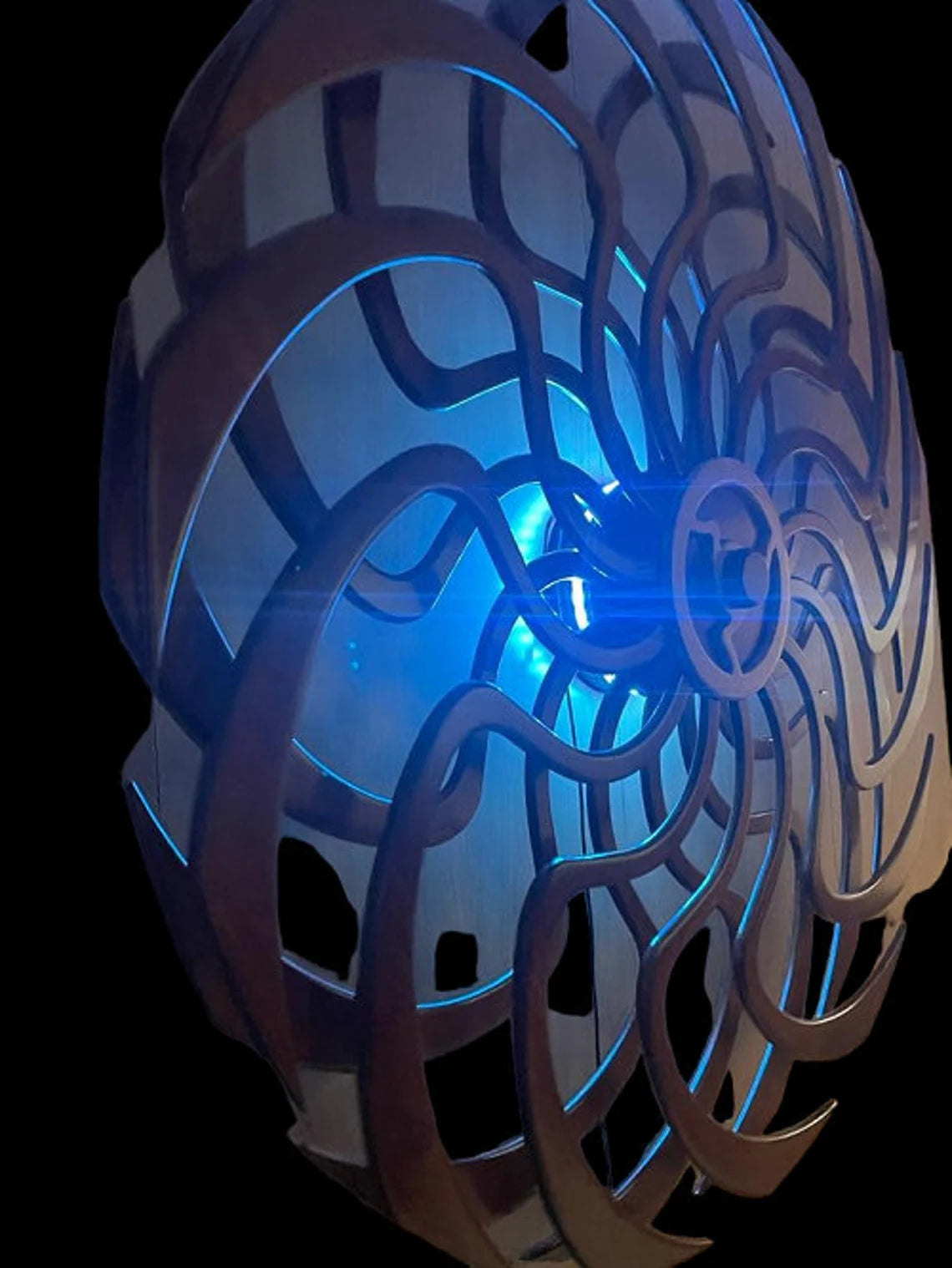 Wooden Kinetic Sculpture Energy Wheel Birch Wood, Bluetooth Enabled with Endless Light, Sound, Rotation Chakra Color Therapy - Thecosmicaccess