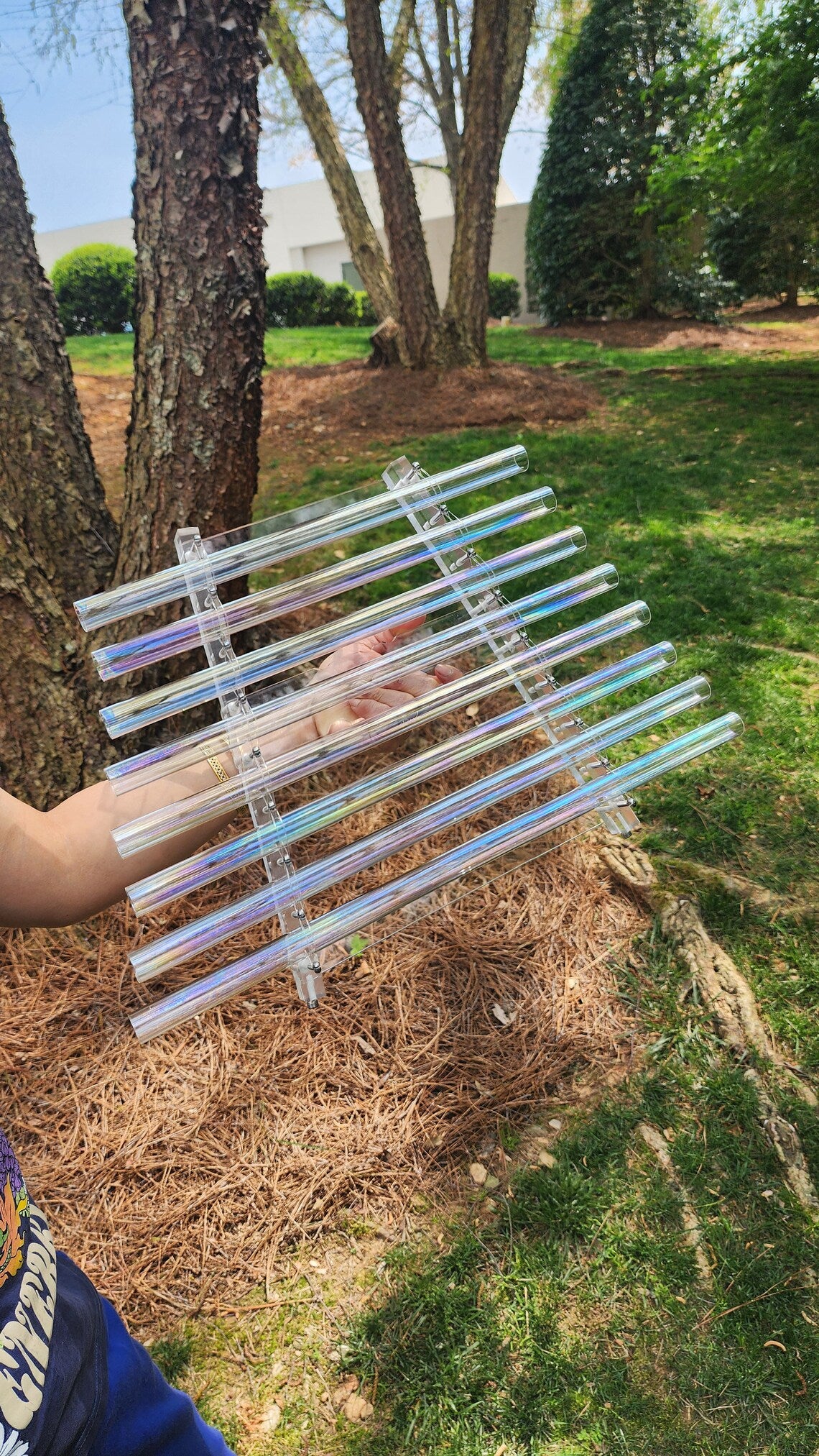 432Hz Perfect Pitch 8 Note C D E F G A B C Quartz Aurora Lights Crystal Singing Harp with Secure Case, 2 Crystal Strikers and Acrylic Stand - Thecosmicaccess