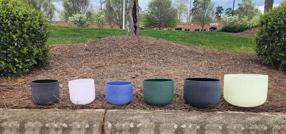 Solfeggio Gem Fused Crystal Singing Bowl 6 Set in Sapphire, Obsidian, Rose, Emerald, Citrine, Lapis Lazuli 174/285/396/639/417/528Hz - Thecosmicaccess