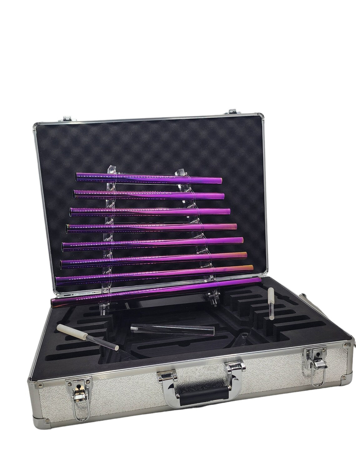 432Hz 8 Tubes Radiant Cosmos Crystal Singing Harp Healing Set with Secure Aluminum Case and 2 Crystal Strikers - Thecosmicaccess