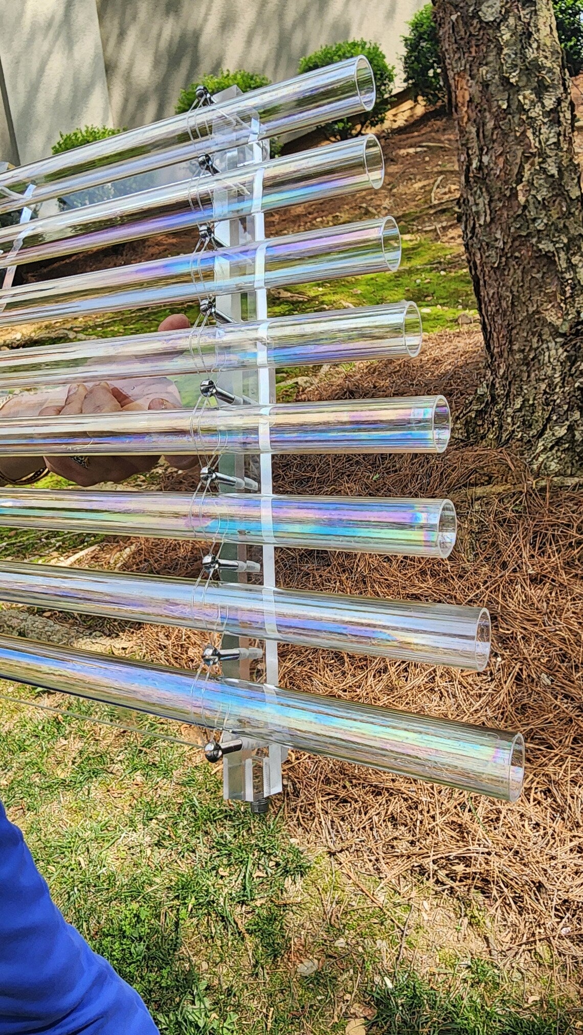 432Hz Perfect Pitch 8 Note C D E F G A B C Quartz Aurora Lights Crystal Singing Harp with Secure Case, 2 Crystal Strikers and Acrylic Stand - Thecosmicaccess