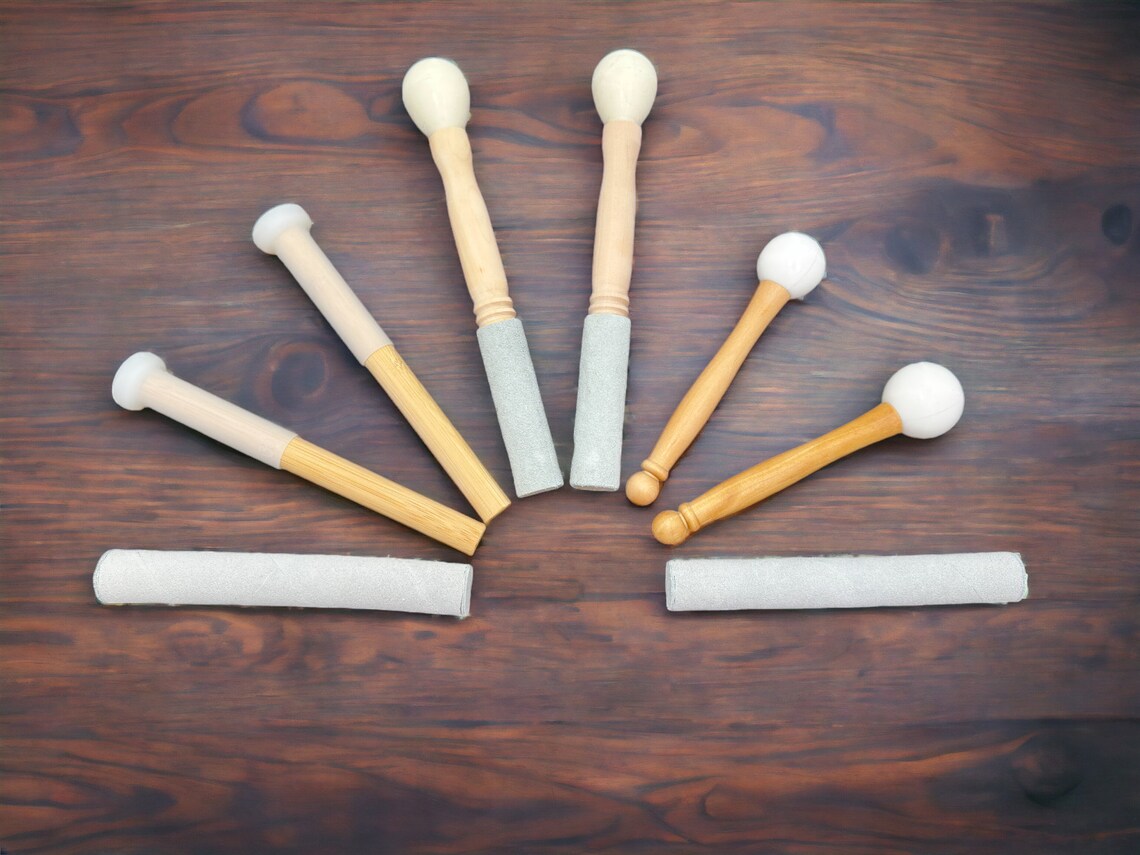 Crystal Singing Bowl Mallet Collection: Rubber, Bamboo, Suede and Combination of Rubber and Suede Mallets for Crystal Singing Bowls - Thecosmicaccess
