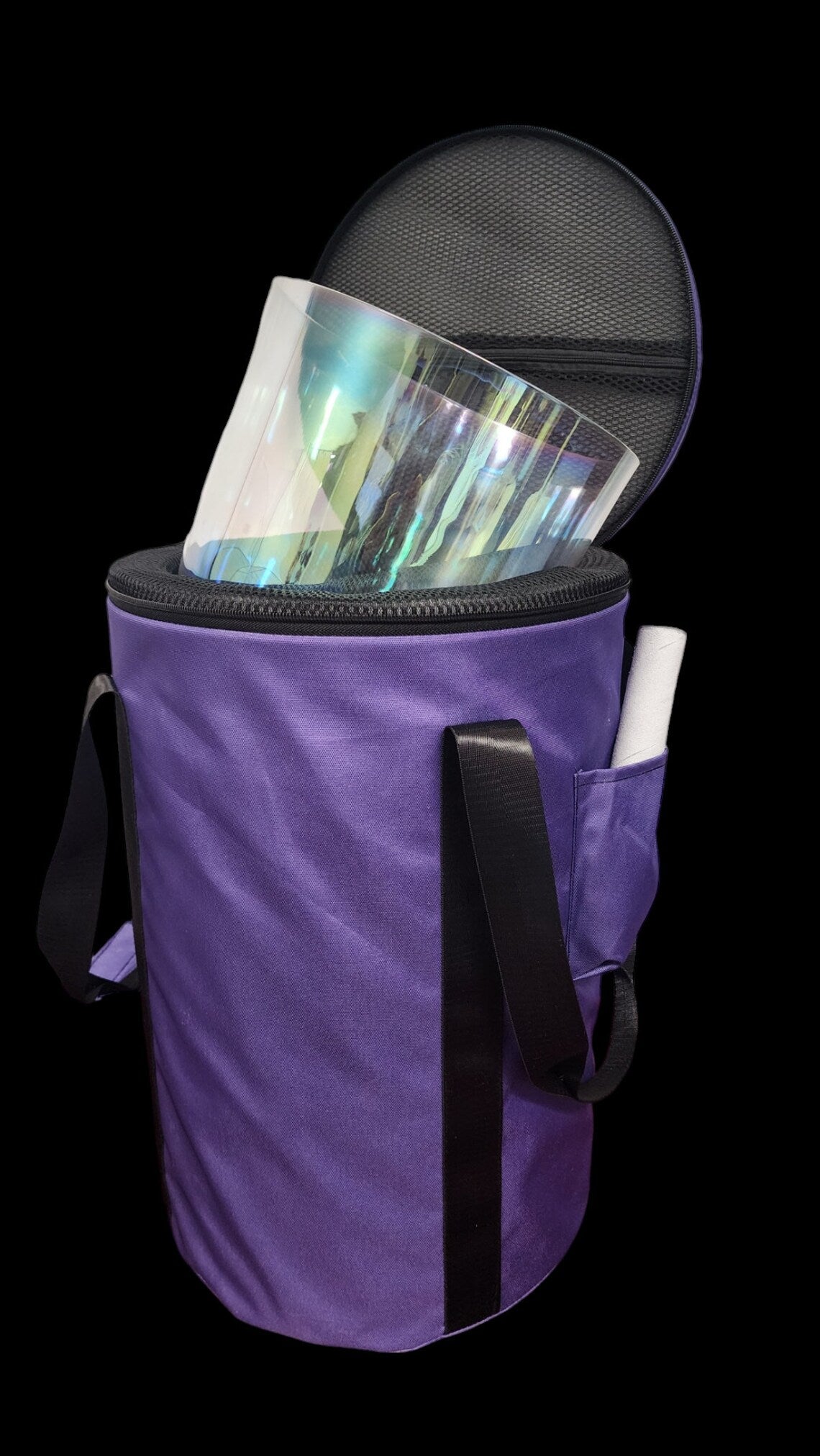 Rare 9 Inch E Note Solar Plexus Chakra Cosmic Aurora Crystal Clear Singing Handle Bowl with Padded Secure CASE - added Protection for Travel - Thecosmicaccess