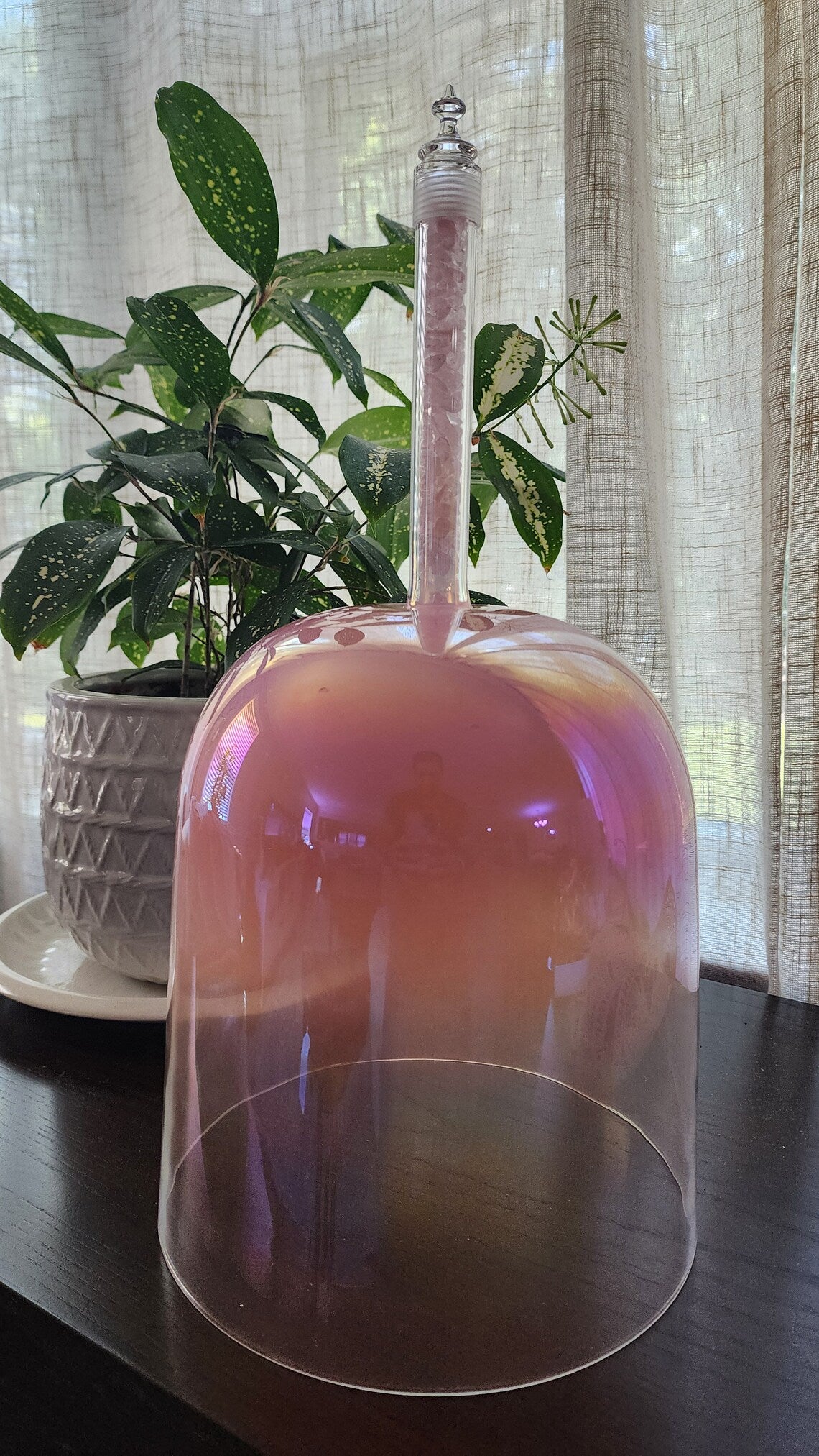 Grandfather 432Hz 8.75" C Note Root Chakra Pink Divine Light Sacred Handheld Singing Bowl with Pink Tourmaline Crystal, Padded Secure Case, and Striker