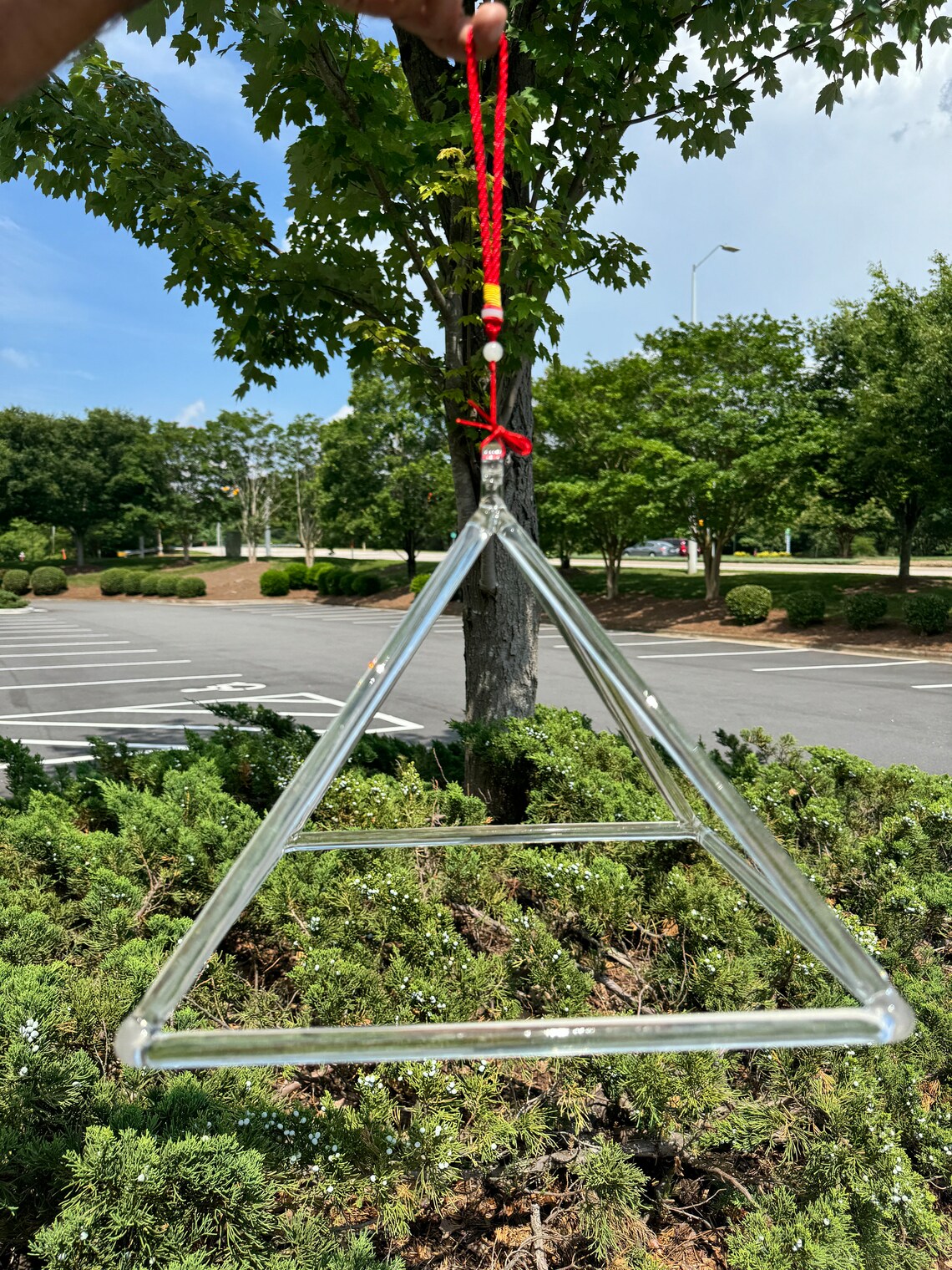Large 14 Inch Clear Quartz Crystal Singing Pyramid with Mallet - Handmade Musical Instrument for Sound Healing, Meditation, and Yoga
