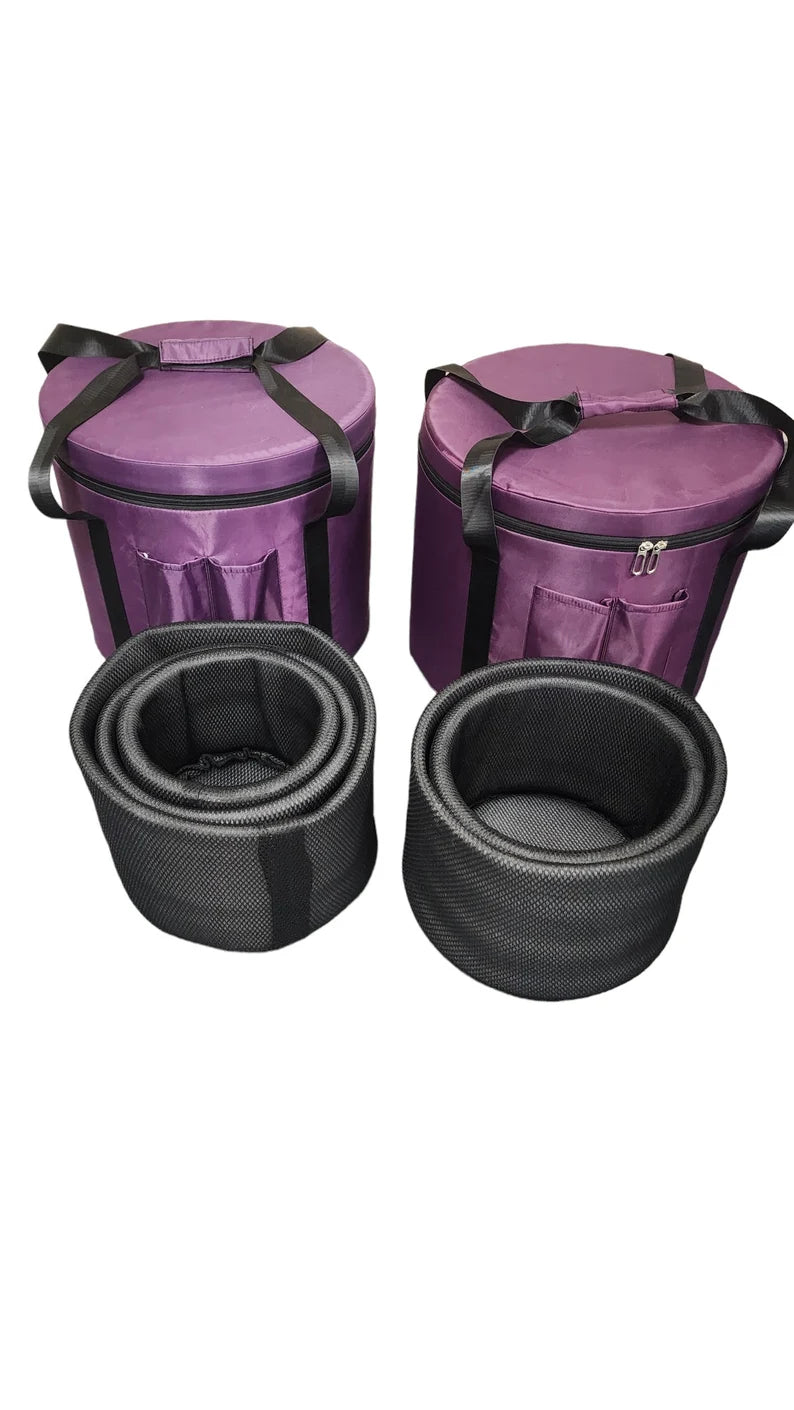 Heavy Duty Canvas Padded Carrying Case for Crystal Singing Bowls Set For Size 6 - 12 or 7 - 12 or 8 - 14 with 5 Padded Inserts Or 5 Inserts - Thecosmicaccess