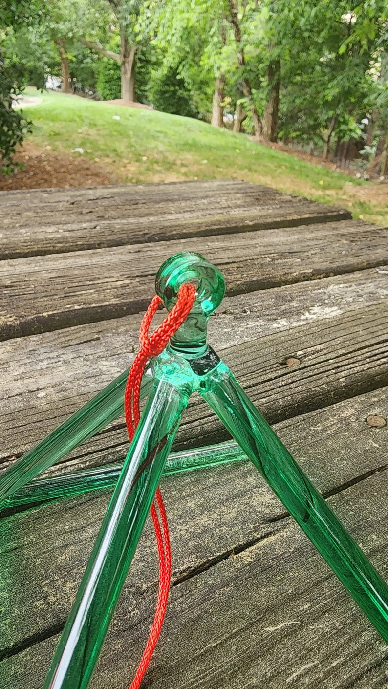 Green Color Crystal Singing Pyramid with Crystal Striker - Embrace Healing Harmony and Elevate Your Sound Bath Experience - Thecosmicaccess