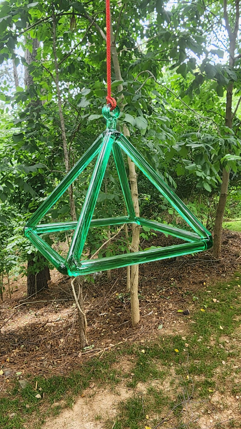 Green Color Crystal Singing Pyramid with Crystal Striker - Embrace Healing Harmony and Elevate Your Sound Bath Experience - Thecosmicaccess