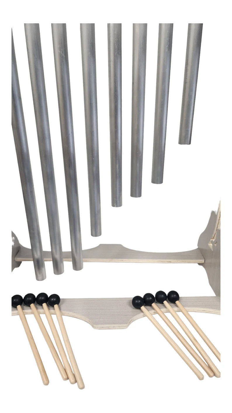 Set of 8 Chakra Hanging Tuning Pipes with Wooden Stand - Louder than Tuning Forks - Powerful Sound Therapy for Chakra Balancing and Healing - Thecosmicaccess