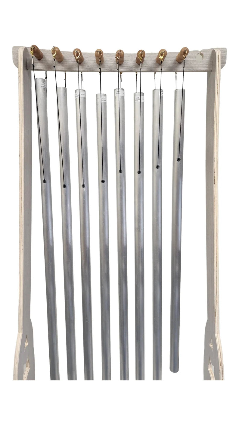Set of 8 Chakra Hanging Tuning Pipes with Wooden Stand - Louder than Tuning Forks - Powerful Sound Therapy for Chakra Balancing and Healing - Thecosmicaccess