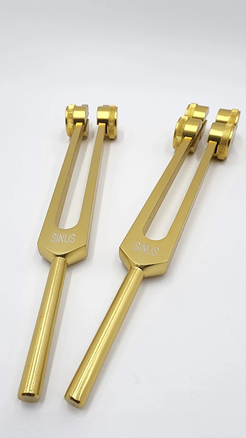 Weighted Tuning Fork Gold Color Set for Sinus Infection Relief - Harmonize Your Well-Being with Serene Sound Therapy - Thecosmicaccess