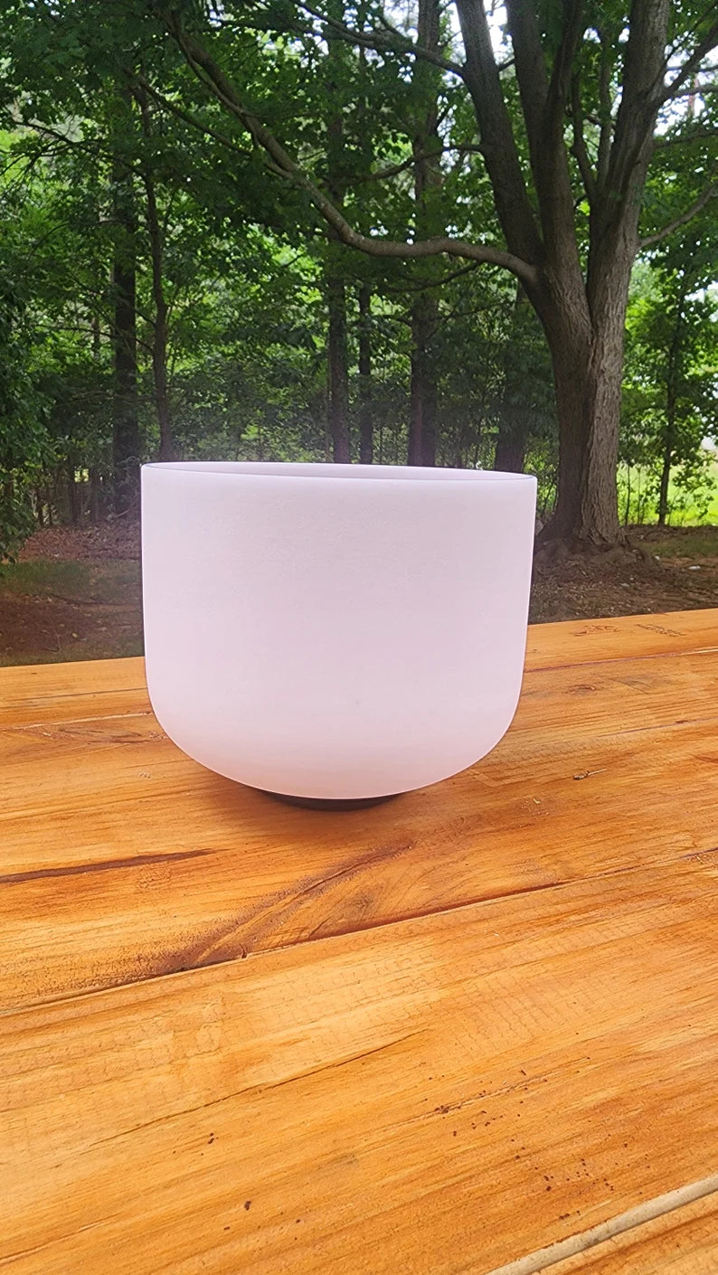 Morganite Fused Crystal Singing Bowl - Perfect Pitch 432Hz B Note 10 inch - Crown Chakra Sound Healing - with Case, Mallet, and O-ring - Thecosmicaccess