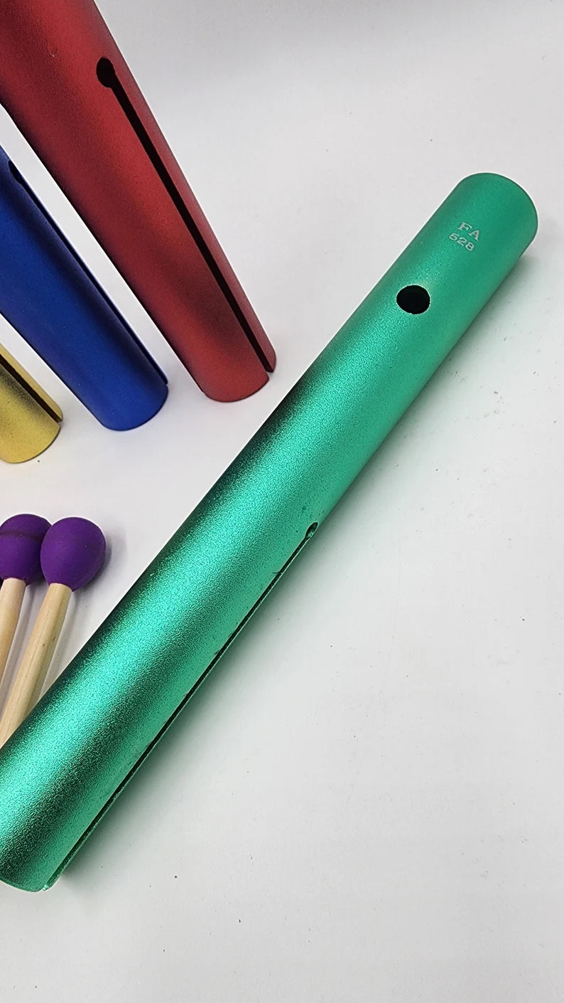 Solfeggio Tubes - Full Set of 9 Chakra Color Sound Frequencies Instruments for Vibration and Healing - Louder than Tuning Forks - Thecosmicaccess