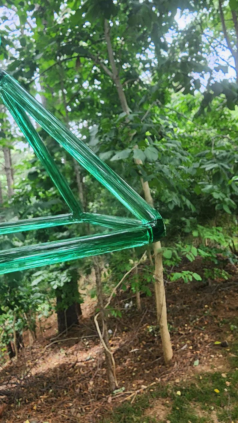 Green Color Crystal Singing Pyramid with Crystal Striker - Embrace Healing Harmony and Elevate Your Sound Bath Experience - Thecosmicaccess