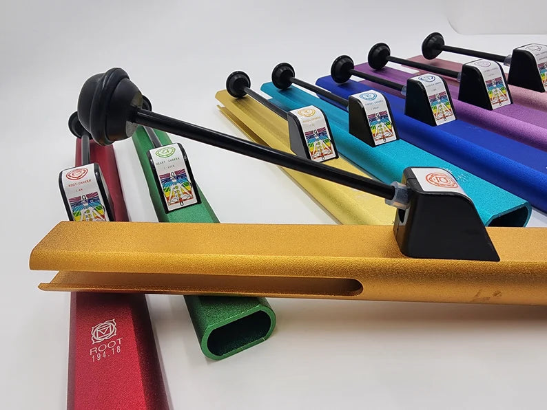 Harmonize Your Energy: The Complete Set of 8 Chakra Self Knock Pipes with Encased Die Cast Metal Container - Louder than Tuning Forks