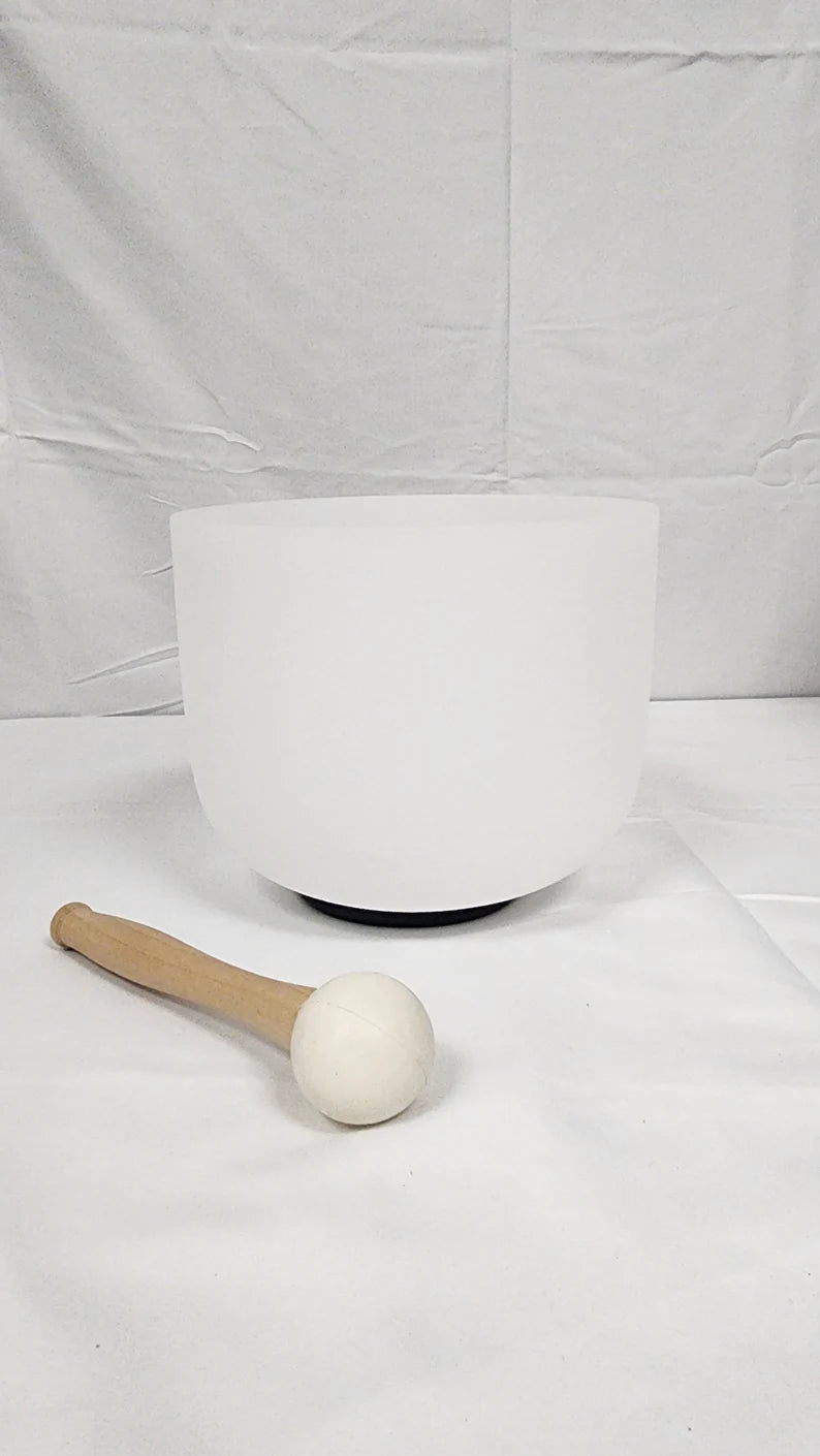 Handcrafted Solfeggio 471hz 8 inch Crystal Singing Bowl with Padded Case, Striker, and O-ring - Thecosmicaccess