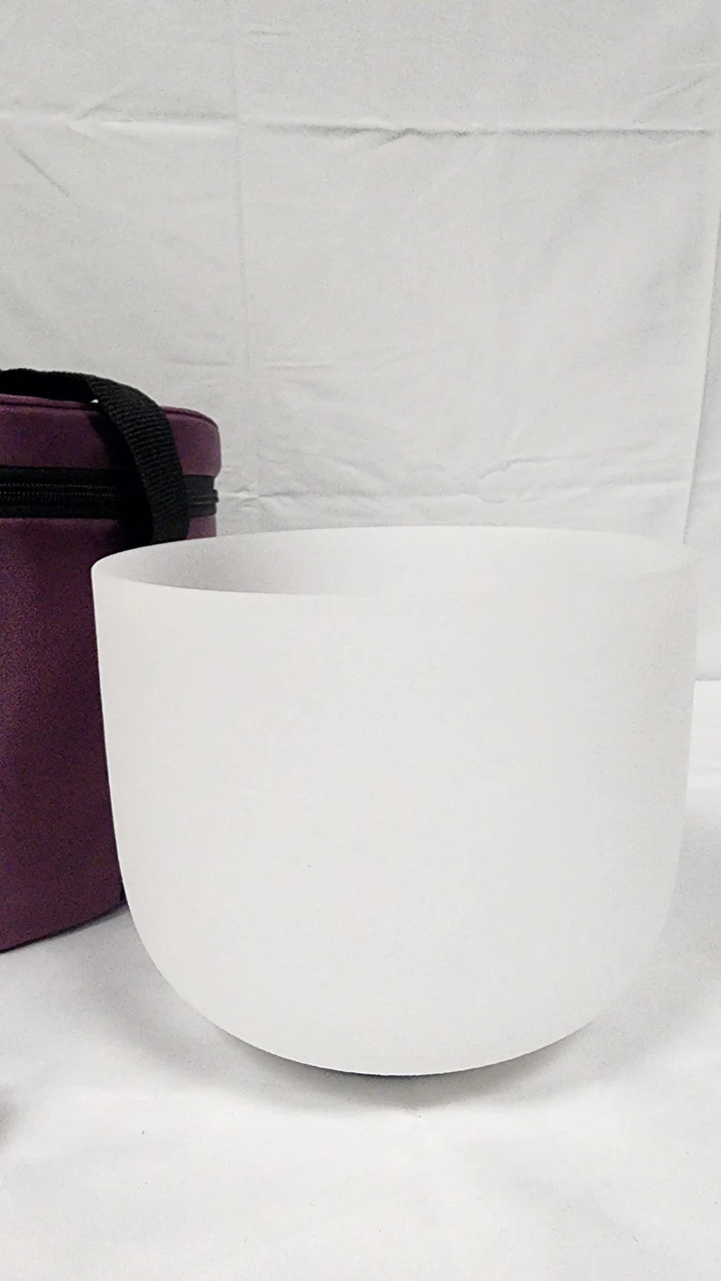 Handcrafted Solfeggio 471hz 8 inch Crystal Singing Bowl with Padded Case, Striker, and O-ring - Thecosmicaccess