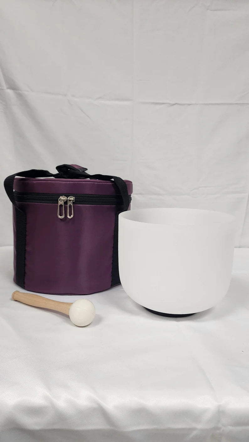 Handcrafted Solfeggio 471hz 8 inch Crystal Singing Bowl with Padded Case, Striker, and O-ring - Thecosmicaccess
