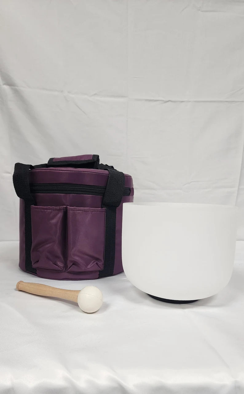 Handcrafted Solfeggio 471hz 8 inch Crystal Singing Bowl with Padded Case, Striker, and O-ring - Thecosmicaccess