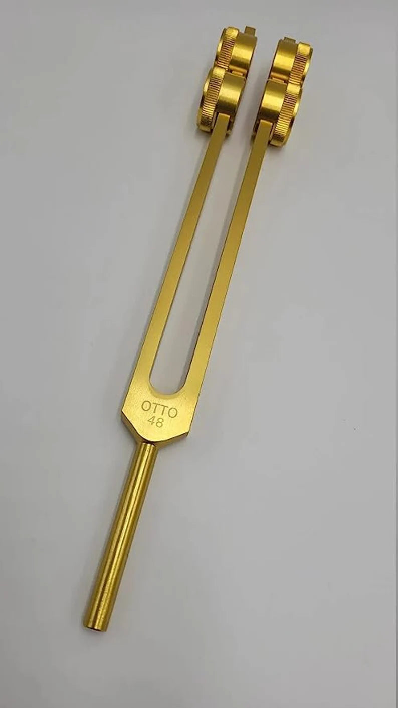 Professional Otto Tuners Weighted 4 Tuning Forks 32 Hz, 48 Hz, 64 Hz and 128 Hz with Striker and Pouch