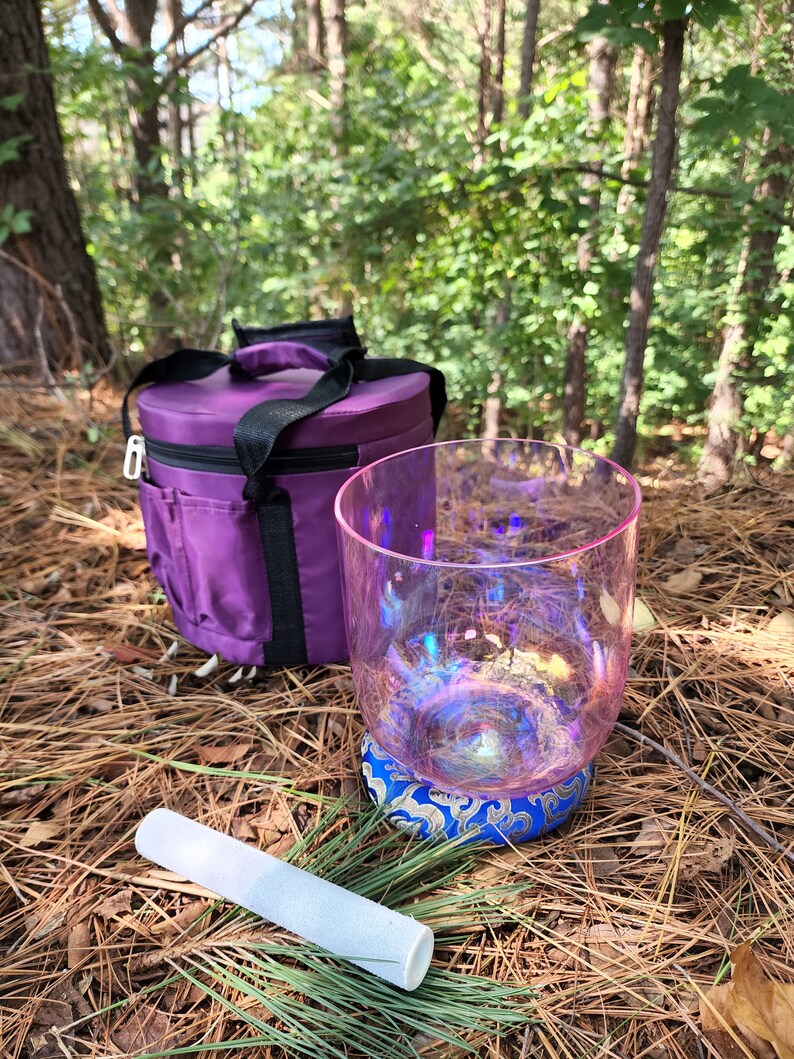 Elevate Your Vibrations with the 8" F Note Perfect Pitch Pink Clear Crystal Singing Bowl - Includes Secured Case, Suede and Silk-O-ring - Thecosmicaccess