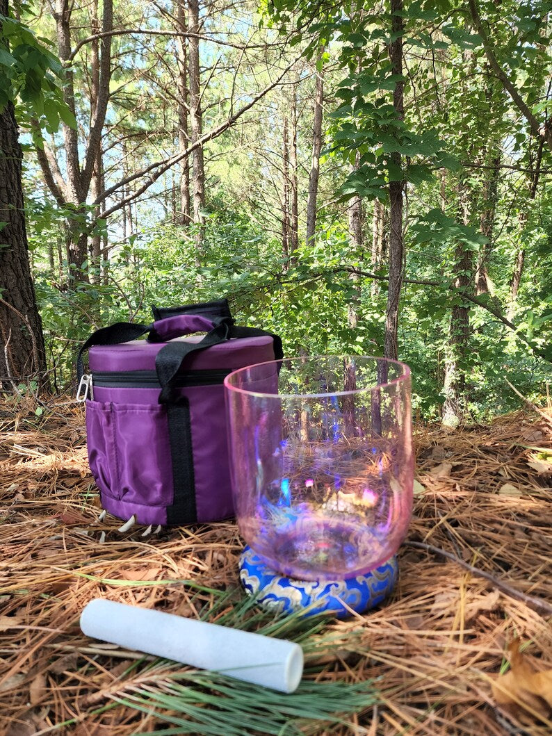 Elevate Your Vibrations with the 8" F Note Perfect Pitch Pink Clear Crystal Singing Bowl - Includes Secured Case, Suede and Silk-O-ring - Thecosmicaccess