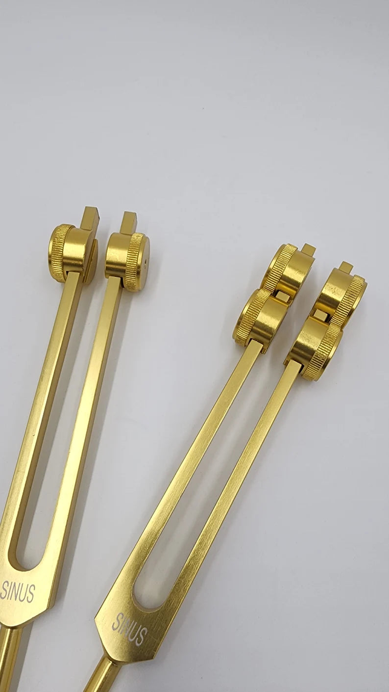 Weighted Tuning Fork Gold Color Set for Sinus Infection Relief - Harmonize Your Well-Being with Serene Sound Therapy - Thecosmicaccess