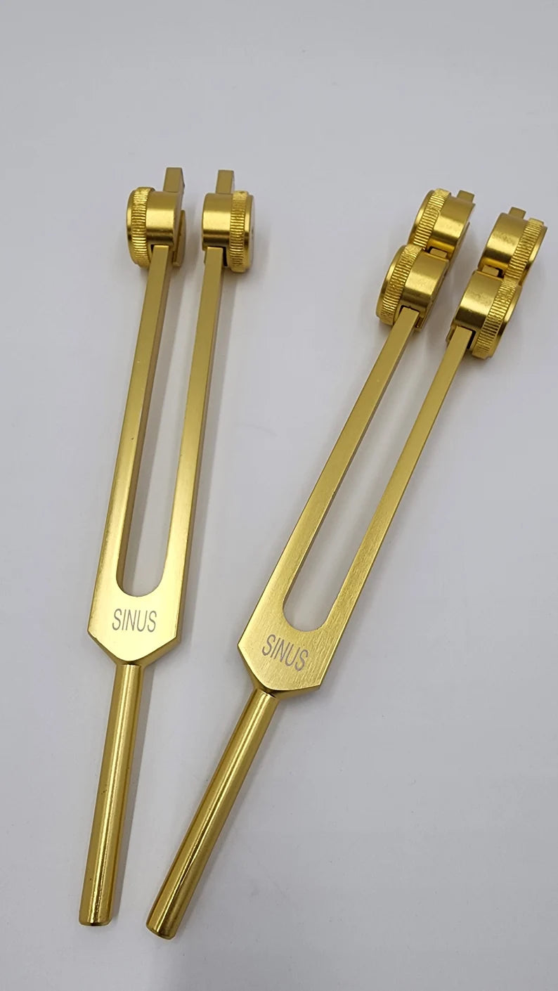 Weighted Tuning Fork Gold Color Set for Sinus Infection Relief - Harmonize Your Well-Being with Serene Sound Therapy - Thecosmicaccess