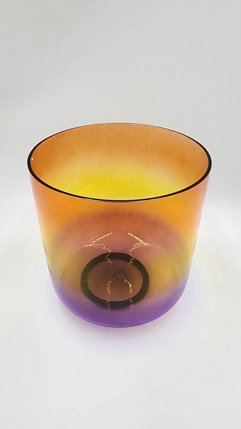 Sunset Serenade: The Captivating Harmony of the 7" D Note Perfect Pitch Golden Plum Sunset Clear Crystal Singing Bowl - Thecosmicaccess