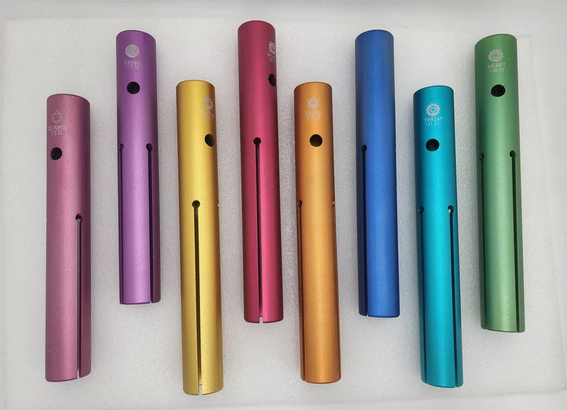 Powerful 8 Chakra Tuning Fork Tubes Pipes Set | Harmonize Align Your System with Transformative Sound Frequencies - LOUDER than Tuning Forks - Thecosmicaccess