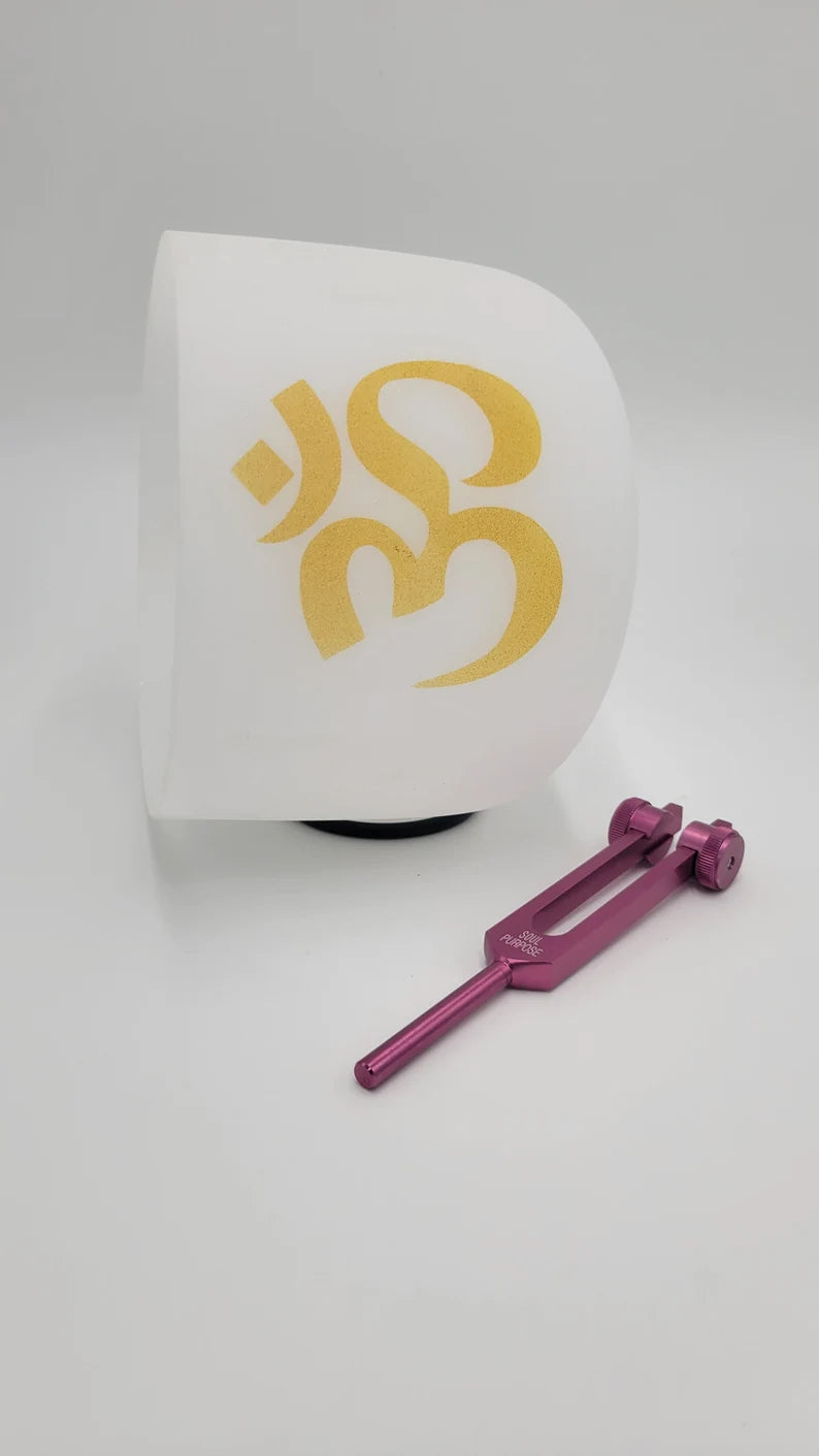 Harmonize Your Spirit: Perfect Pitch 8" F Note Om Crystal Singing Bowl and Soul Purpose Tuning Fork for Sound Healing and Meditation