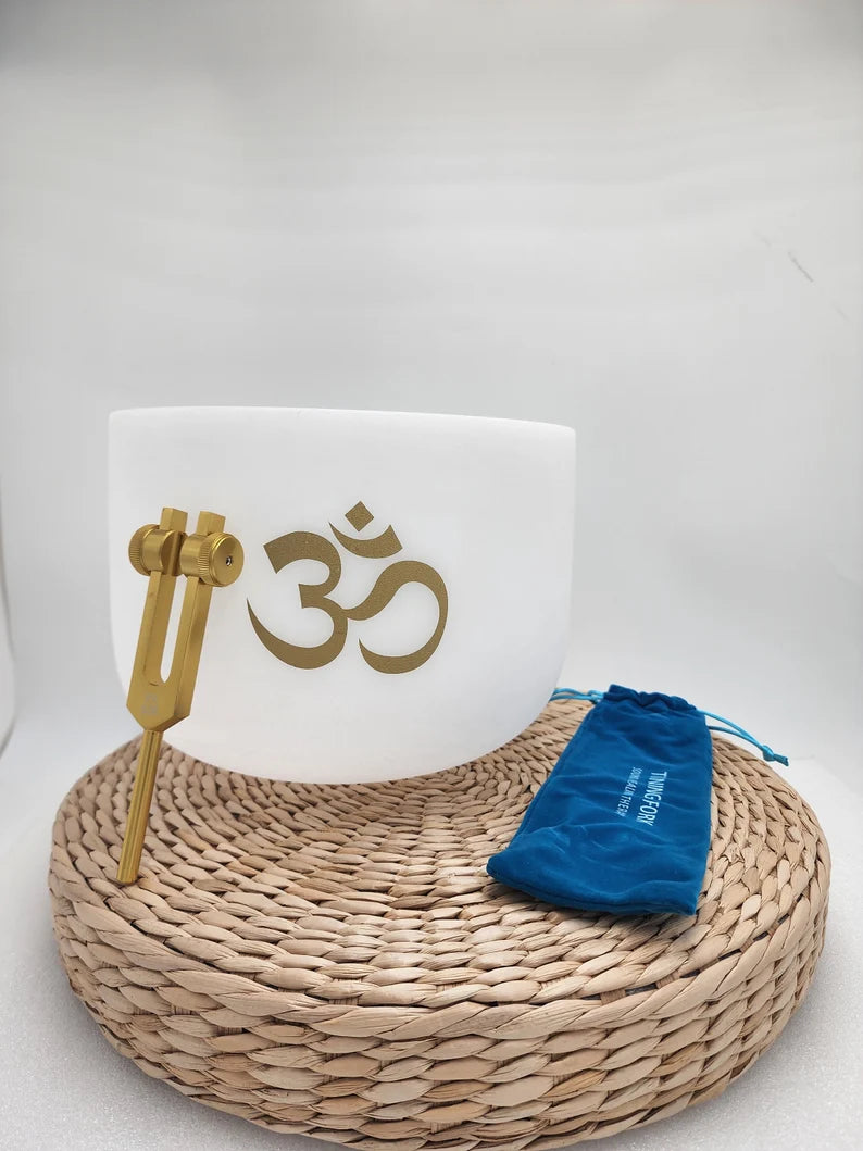 Harmonize Your Spirit: Perfect Pitch 8" F Note Om Crystal Singing Bowl and Soul Purpose Tuning Fork for Sound Healing and Meditation