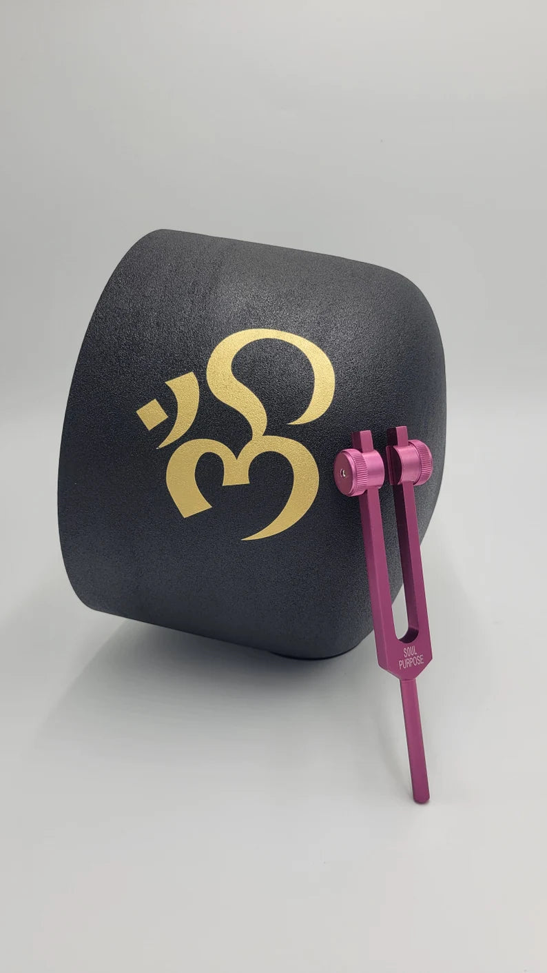 Sacred Resonance: 10" F Note Om Crystal Singing Bowl with Soul Purpose Tuning Fork and Protective Case - Sound Healing and Meditation Duo