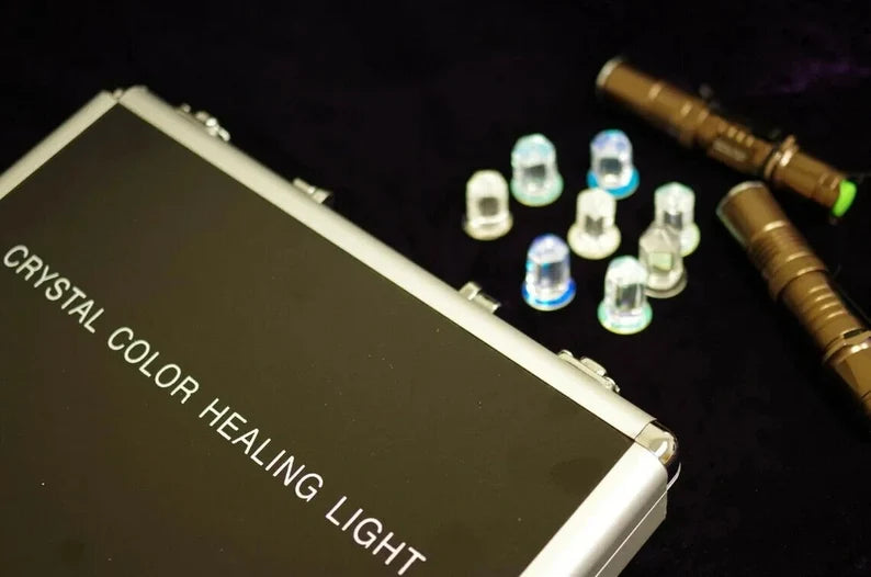 Yantra Chromatic Radionic Crystal Light Color Healing Torch for Chakra Balance and Alignment with 8 Color Chakra Heads and a Secured Case - Thecosmicaccess