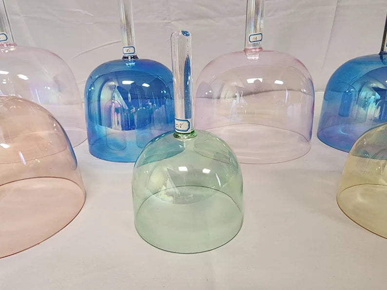 Perfect Pitch Premium Solfeggio Gemstone 9pc Crystal Handle Bowl Set with 9 Chakra Color Coded Tuning Forks set Sound Healer's Dream