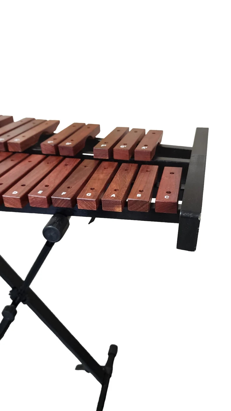 Professional-Grade 37 Note Red Wood Xylophone Percussion Set High Resonance Bell Kit with Stand Mallet and Bag