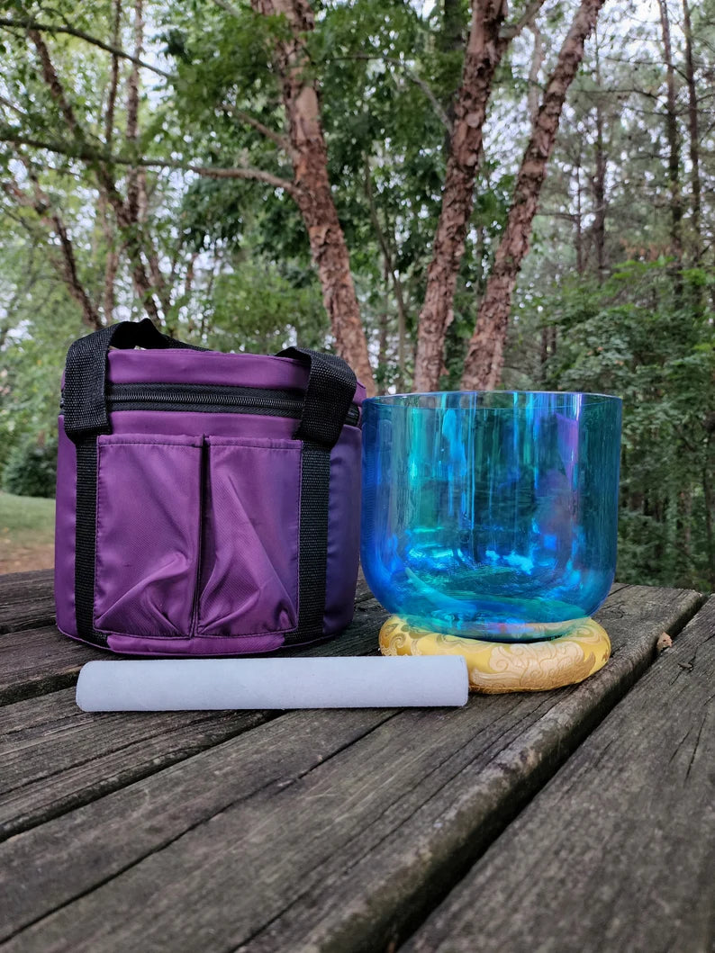 Enhance Your Meditation: 432Hz Perfect Pitch 7" Blue G Note Chakra Clear Crystal Singing Bowl with Secure case, Silk-O-ring, Suede Mallet - Thecosmicaccess