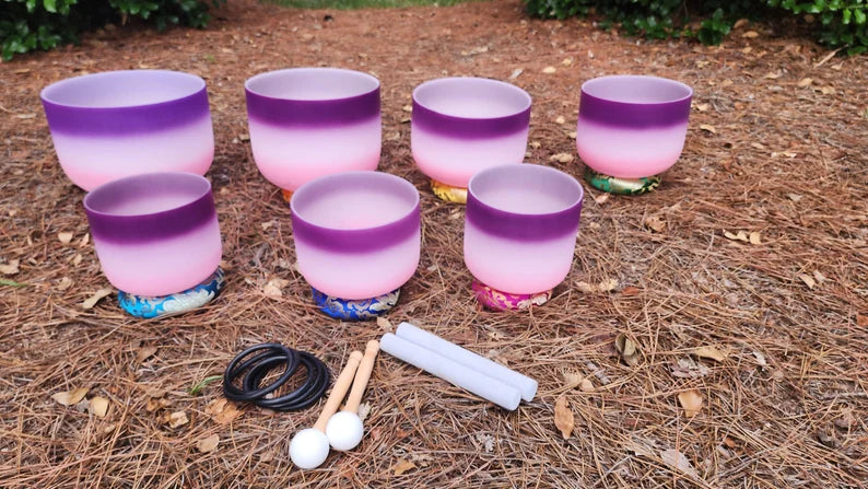 Enchanted Orchid 432Hz Perfect Pitch 3pc or 4pc Partial Set of High-Vibrational Singing Bowls Includes Case, Mallet, Suede Striker - Thecosmicaccess