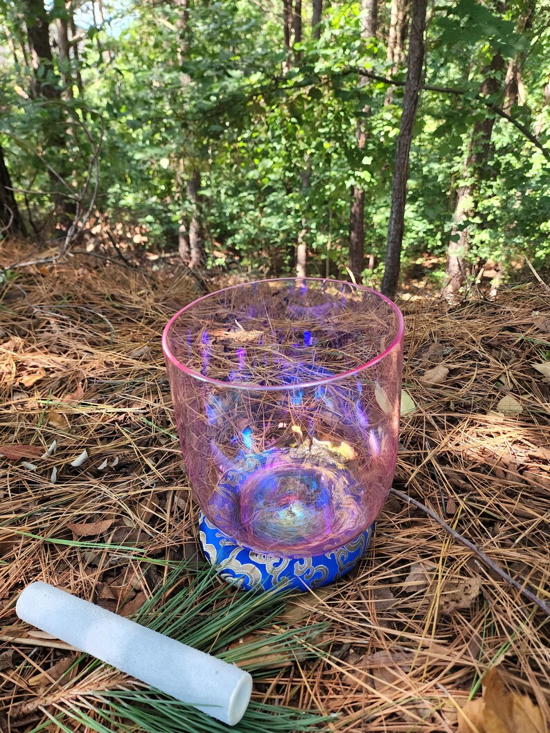 Elevate Your Vibrations with the 8" F Note Perfect Pitch Pink Clear Crystal Singing Bowl - Includes Secured Case, Suede and Silk-O-ring - Thecosmicaccess