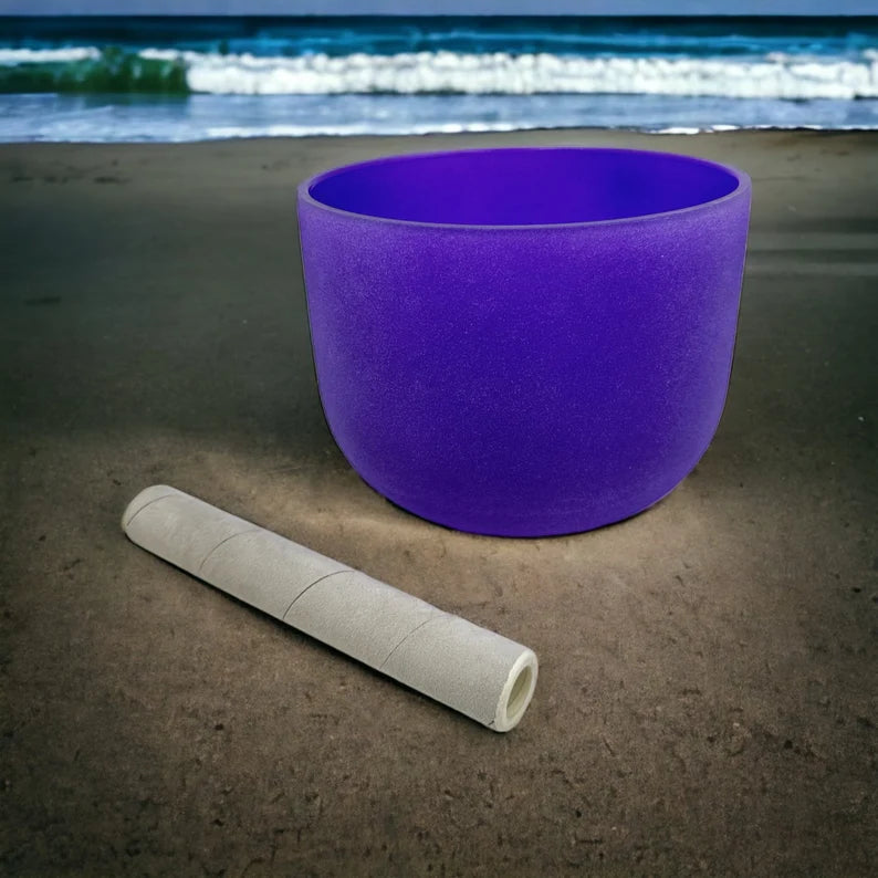 Serenity in Purple: A# Note Perfect Pitch 8" Crystal Singing Bowl - Harmonize Mind, Body, and Spirit - Thecosmicaccess