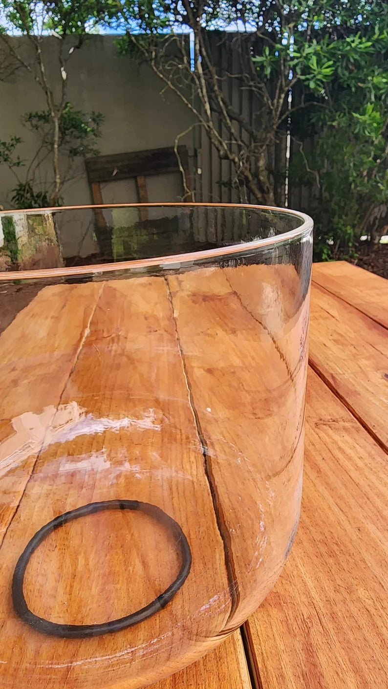 Rare 2nd Octave 9 inch Clear Crystal Singing Bowl E Note Chakra Solar Plexus with Padded Case, A Striker and an O-ring