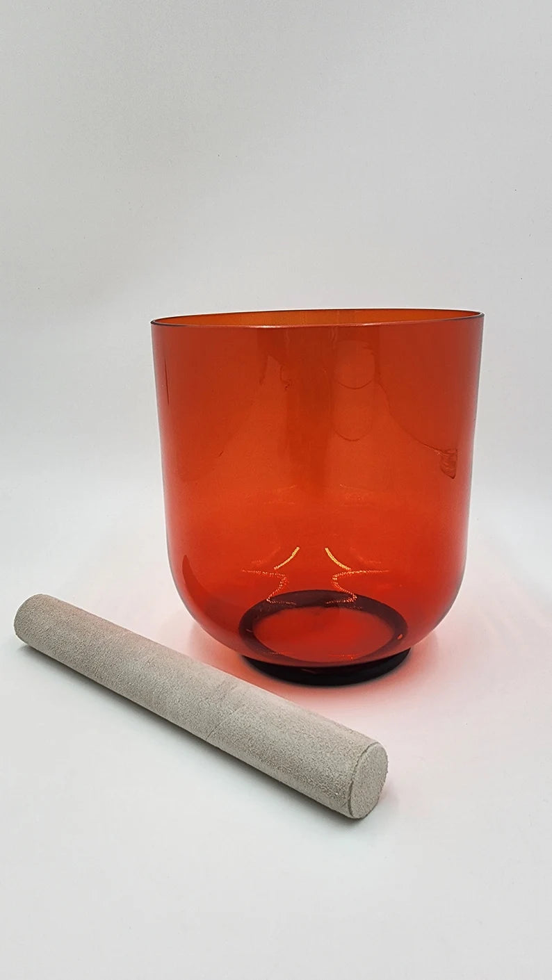 Harmony in Wine: Embrace Serenity with the 6" D# Note Perfect Pitch Wine Red Clear Crystal Singing Bowl - Thecosmicaccess