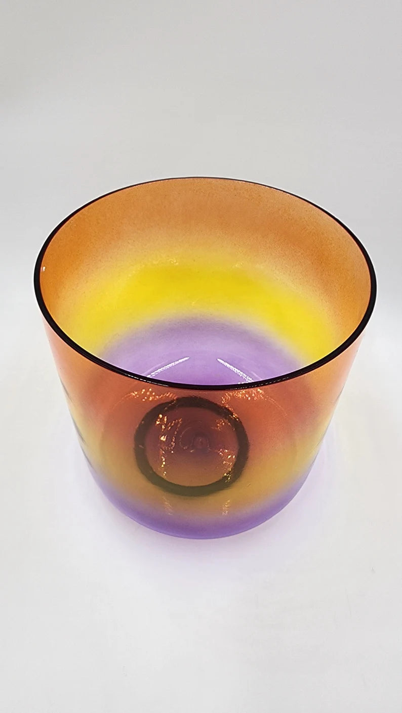 Sunset Serenade: The Captivating Harmony of the 7" D Note Perfect Pitch Golden Plum Sunset Clear Crystal Singing Bowl - Thecosmicaccess